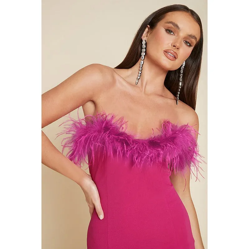 Sweet Feather Tube Mini Dress