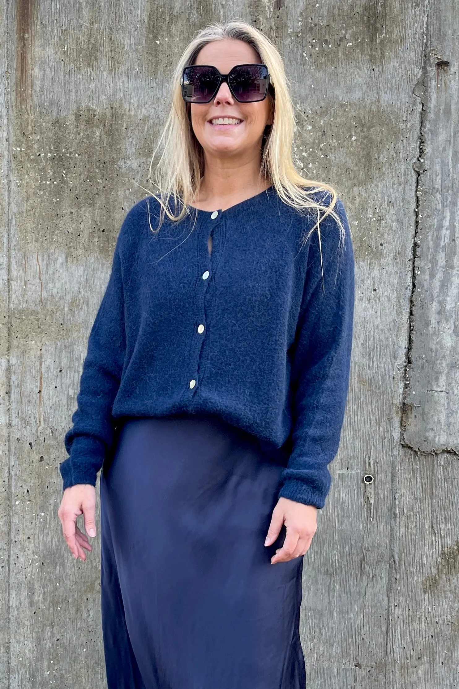 Sylvie Button Cardigan | Navy