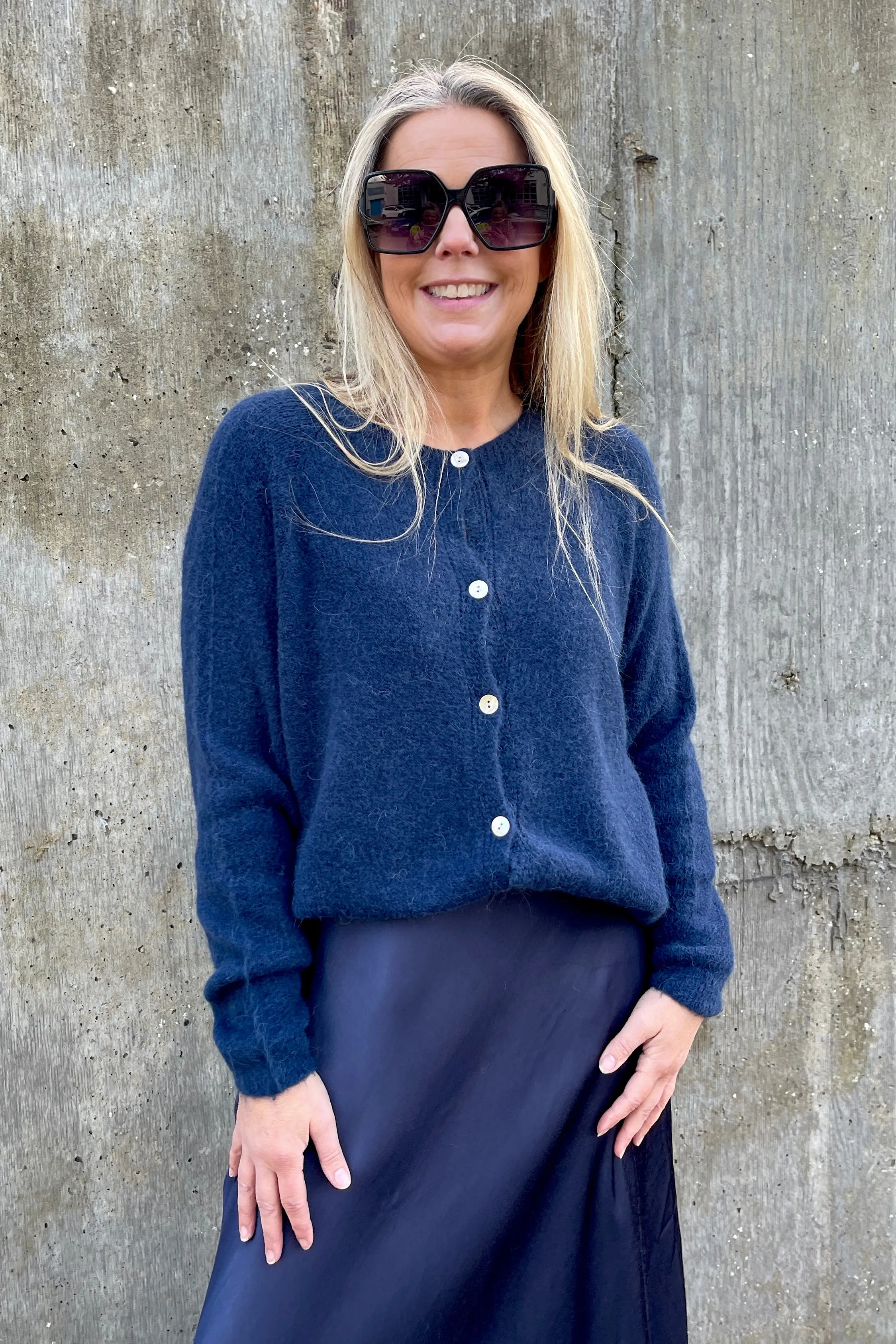 Sylvie Button Cardigan | Navy