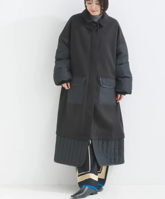 terrace | Faux Wool Stand Collar Long Coat