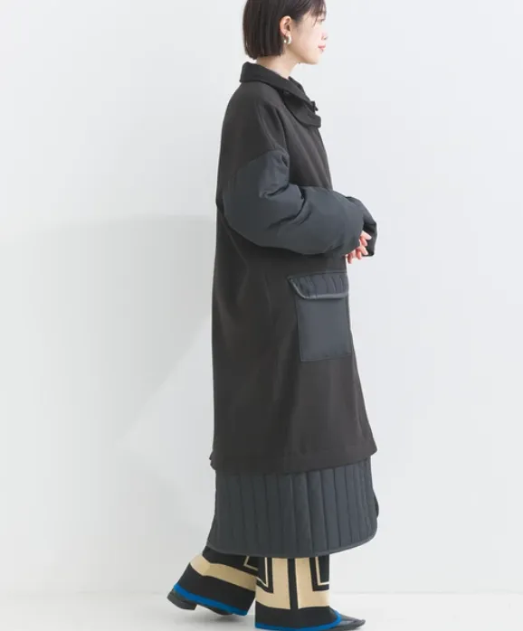 terrace | Faux Wool Stand Collar Long Coat