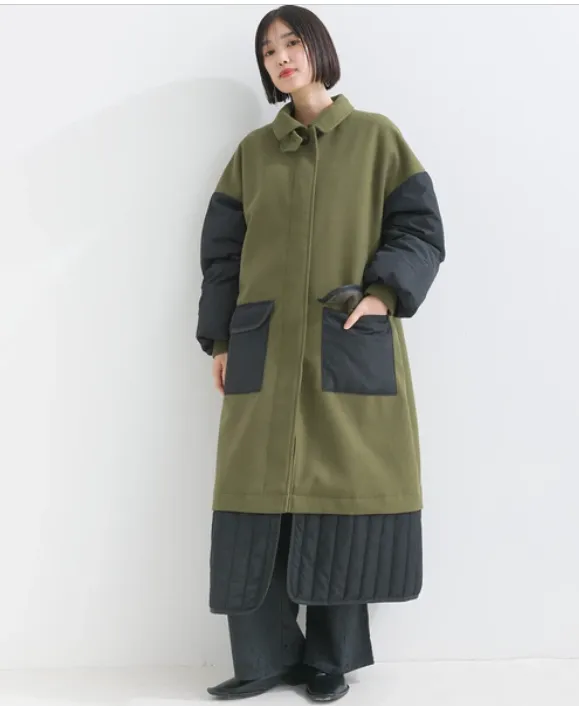 terrace | Faux Wool Stand Collar Long Coat