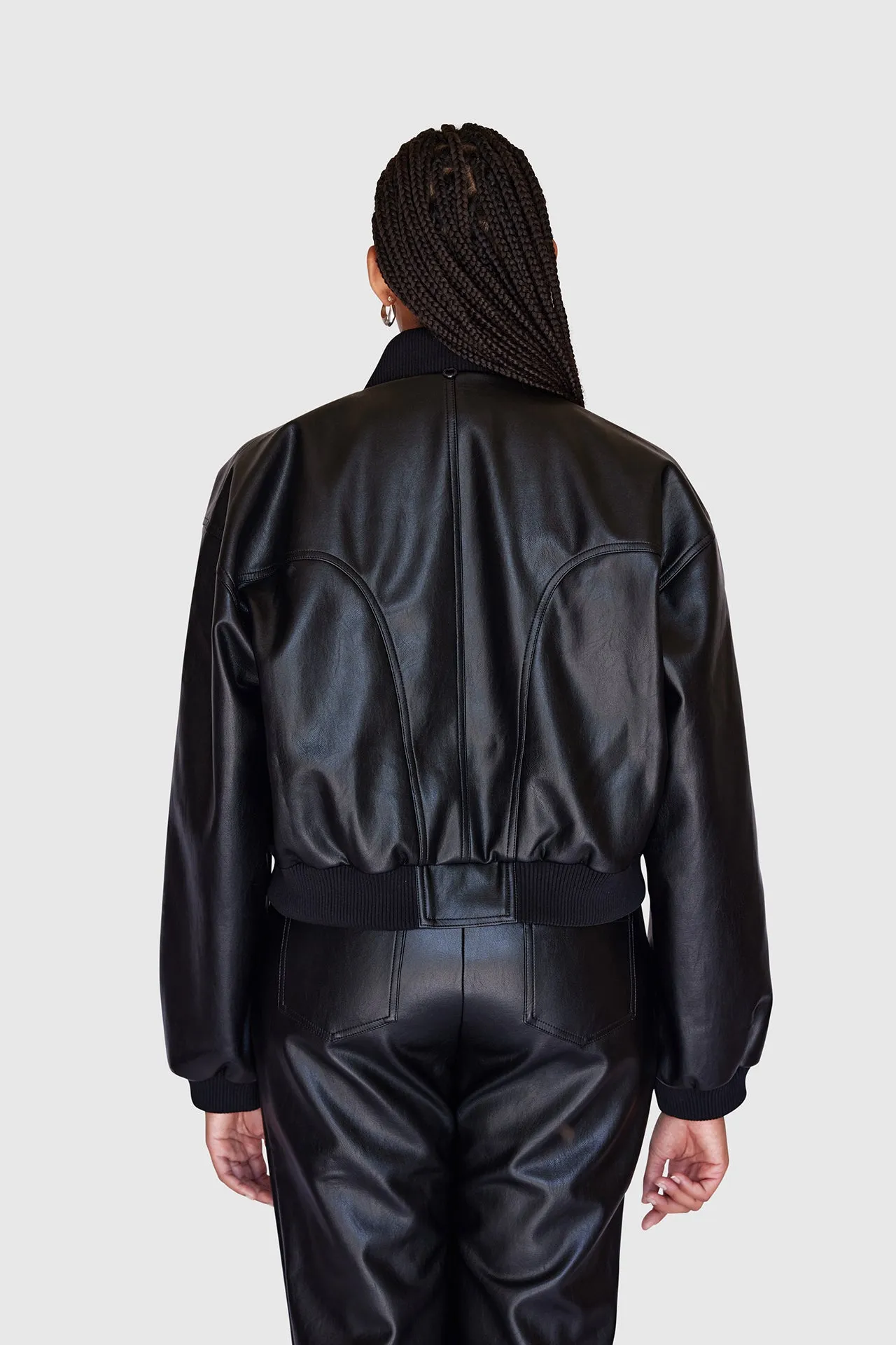 Vegan Leather Bomber Jacket