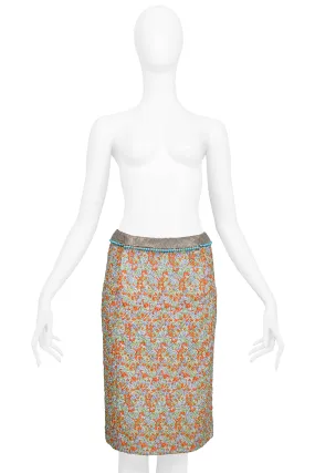 VERSACE MULTICOLOR SKIRT WITH METAL MESH WAISTBAND 1999