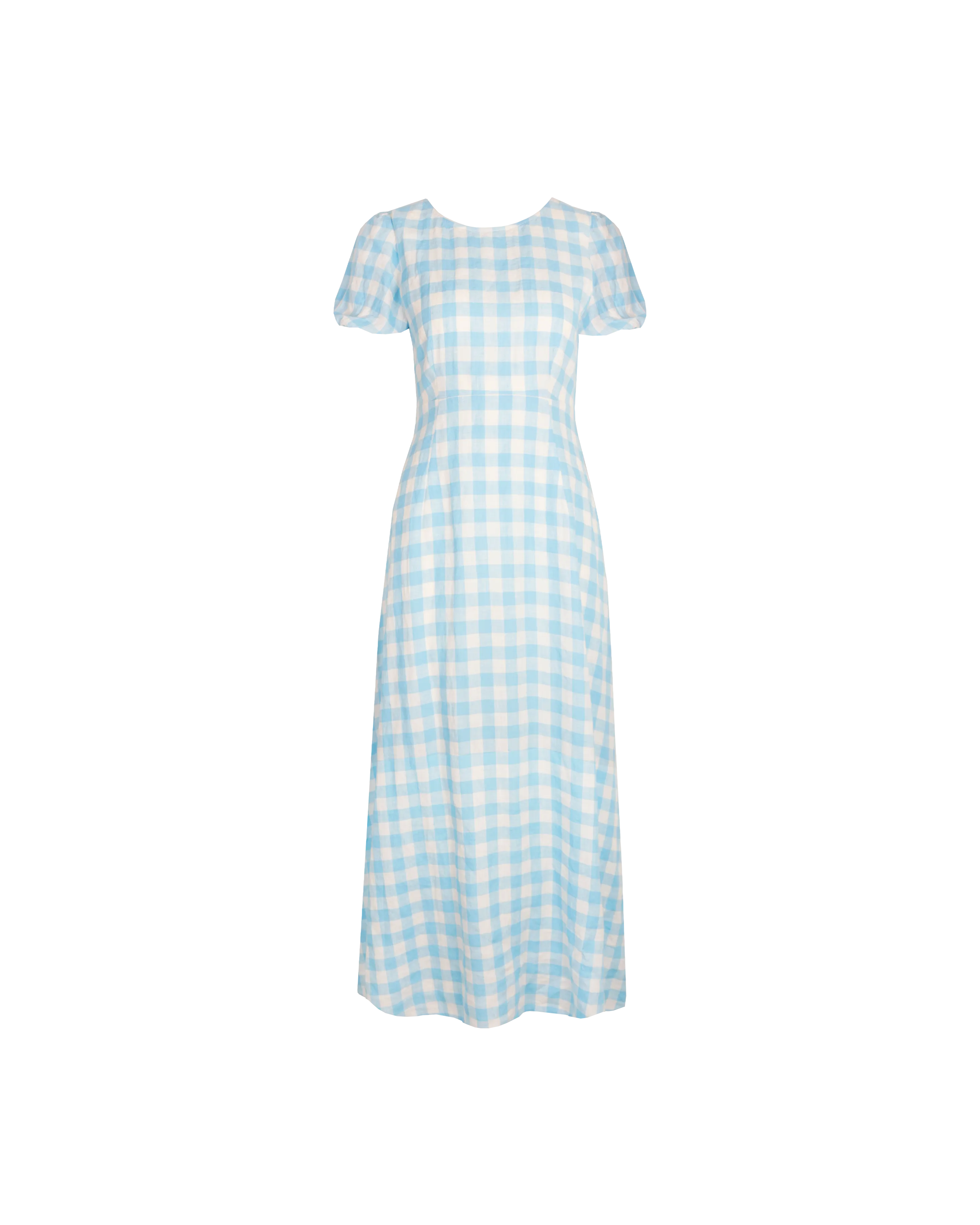 VIDA LINEN DRESS BLUE LINEN GINGHAM