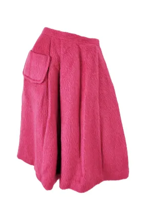 Vintage 60s Furry Raspberry Pink Wool A Line Skirt, 1960s