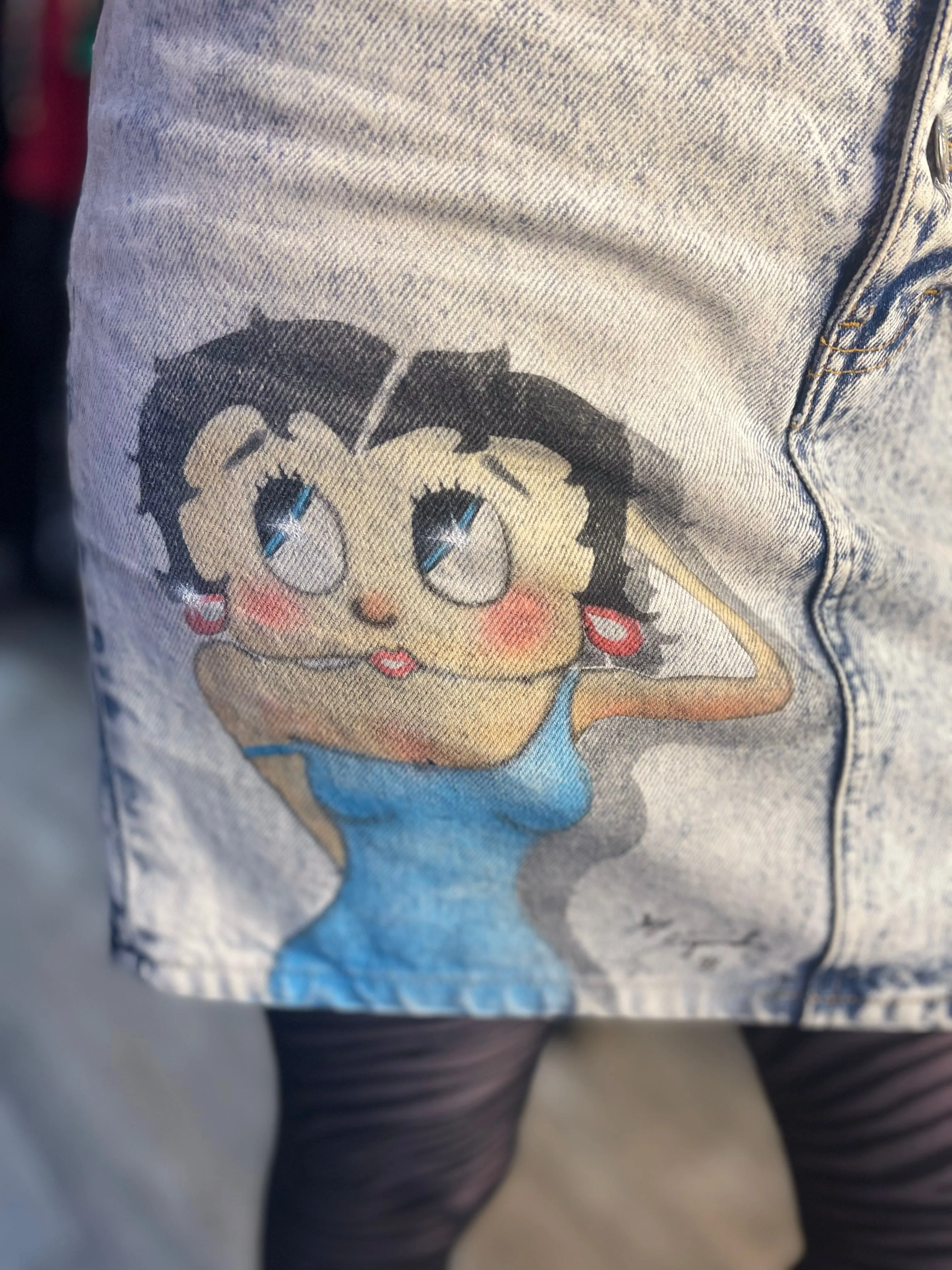 Vintage Acid Wash Betty Boop Denim Mini Skirt