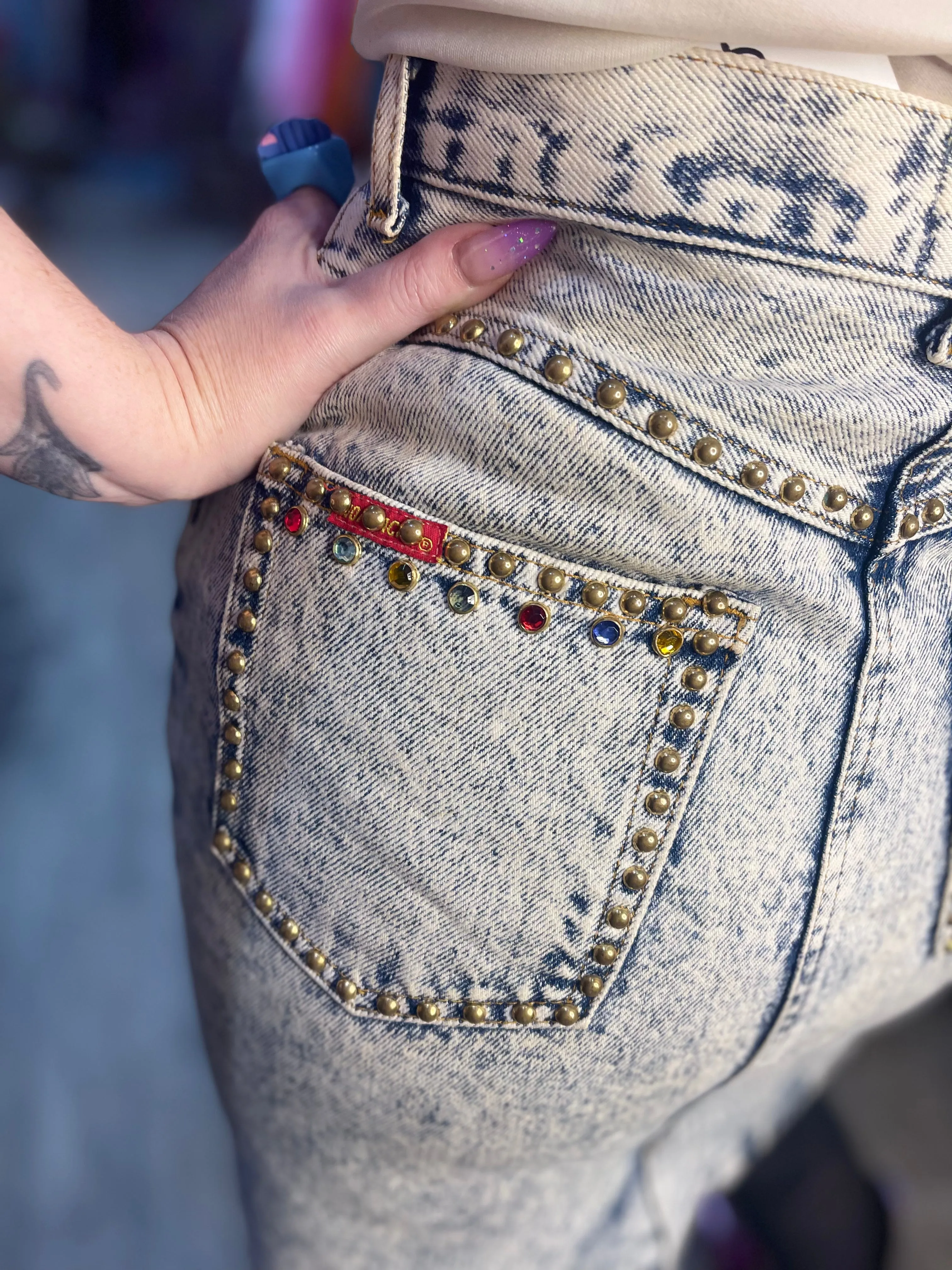 Vintage Acid Wash Betty Boop Denim Mini Skirt