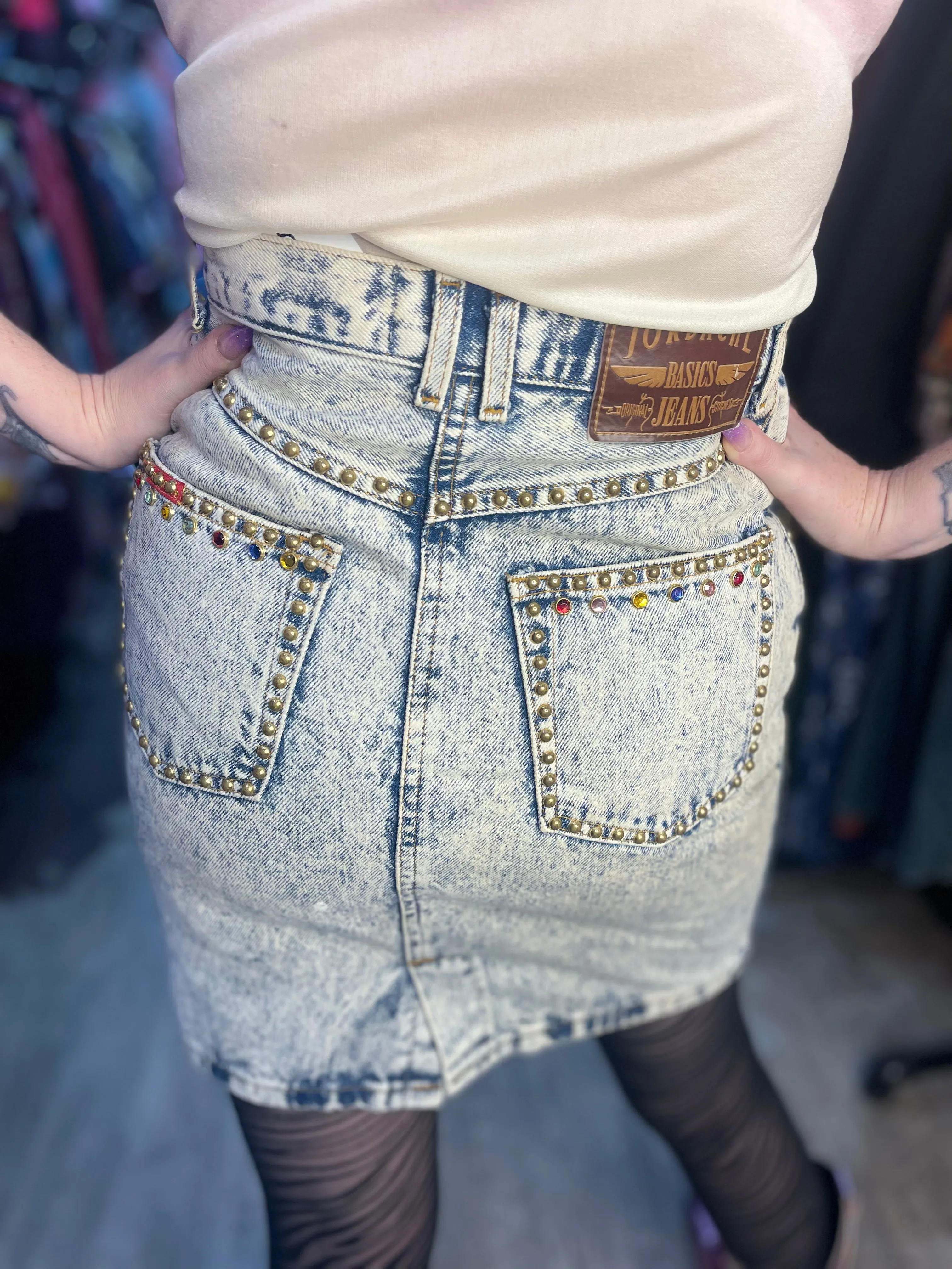 Vintage Acid Wash Betty Boop Denim Mini Skirt