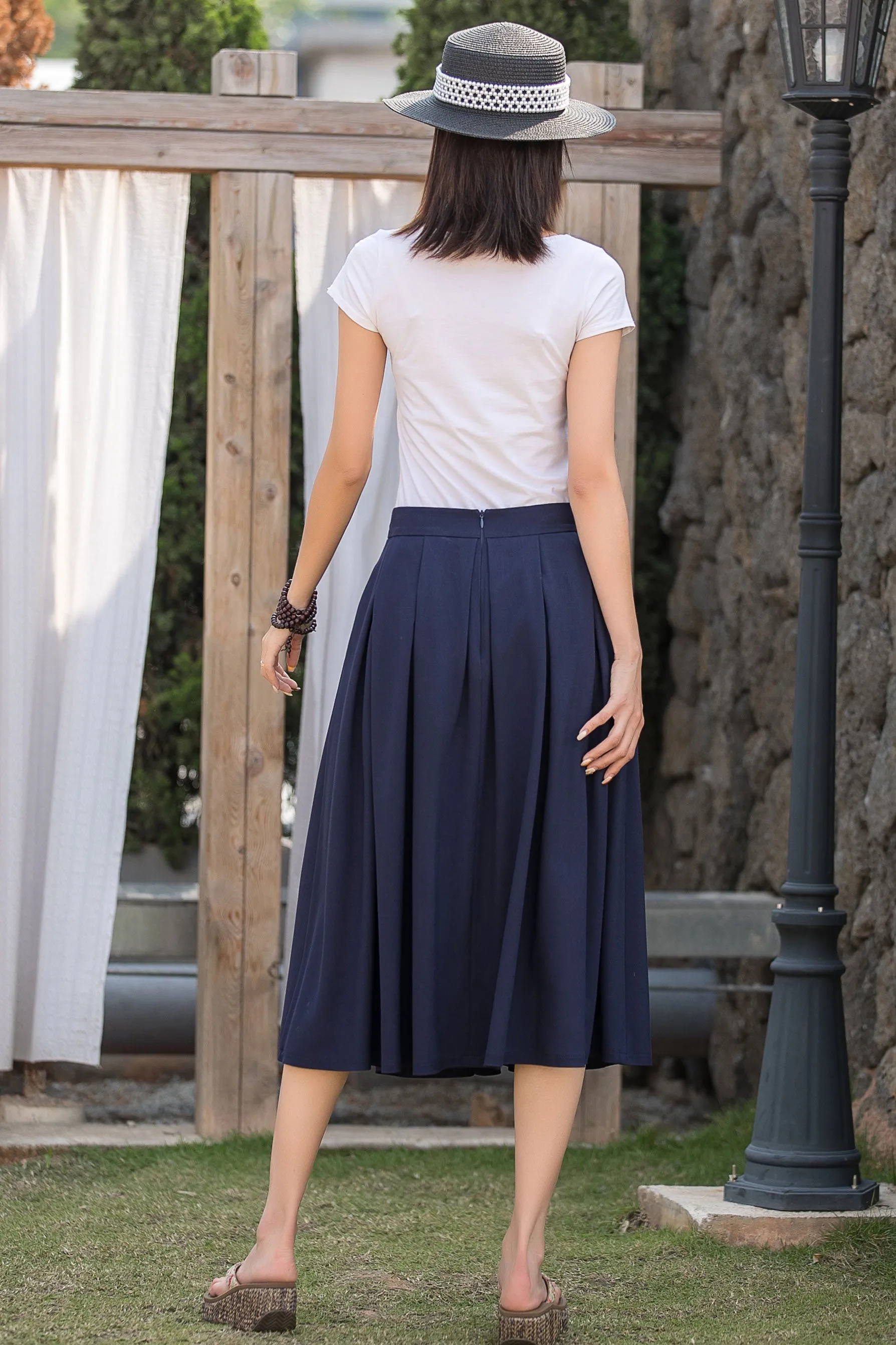 Vintage Inspired Swing Linen Skirt 2877