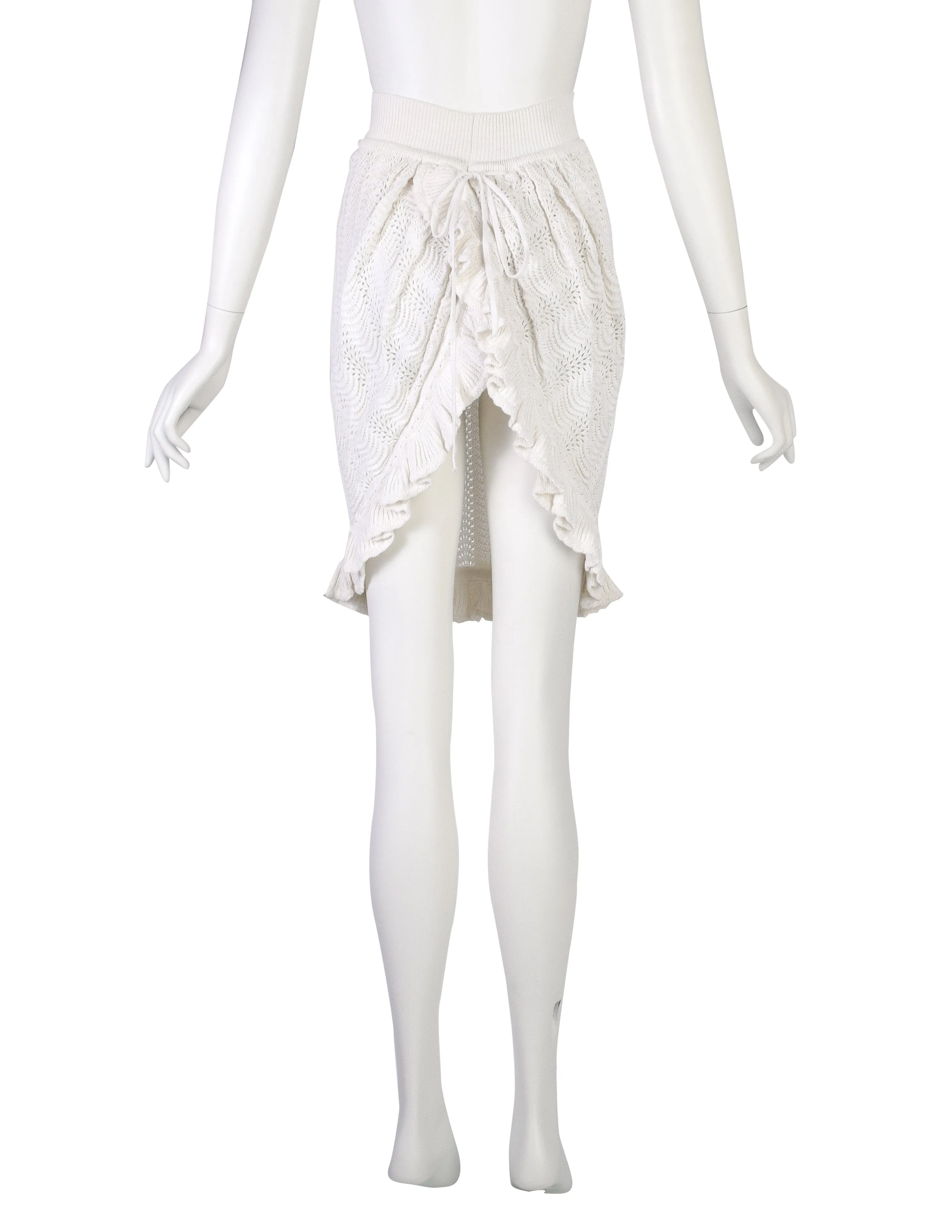 Vivienne Westwood Vintage SS 1995 'Erotic Zones' White Scalloped Knit Bustle Skirt