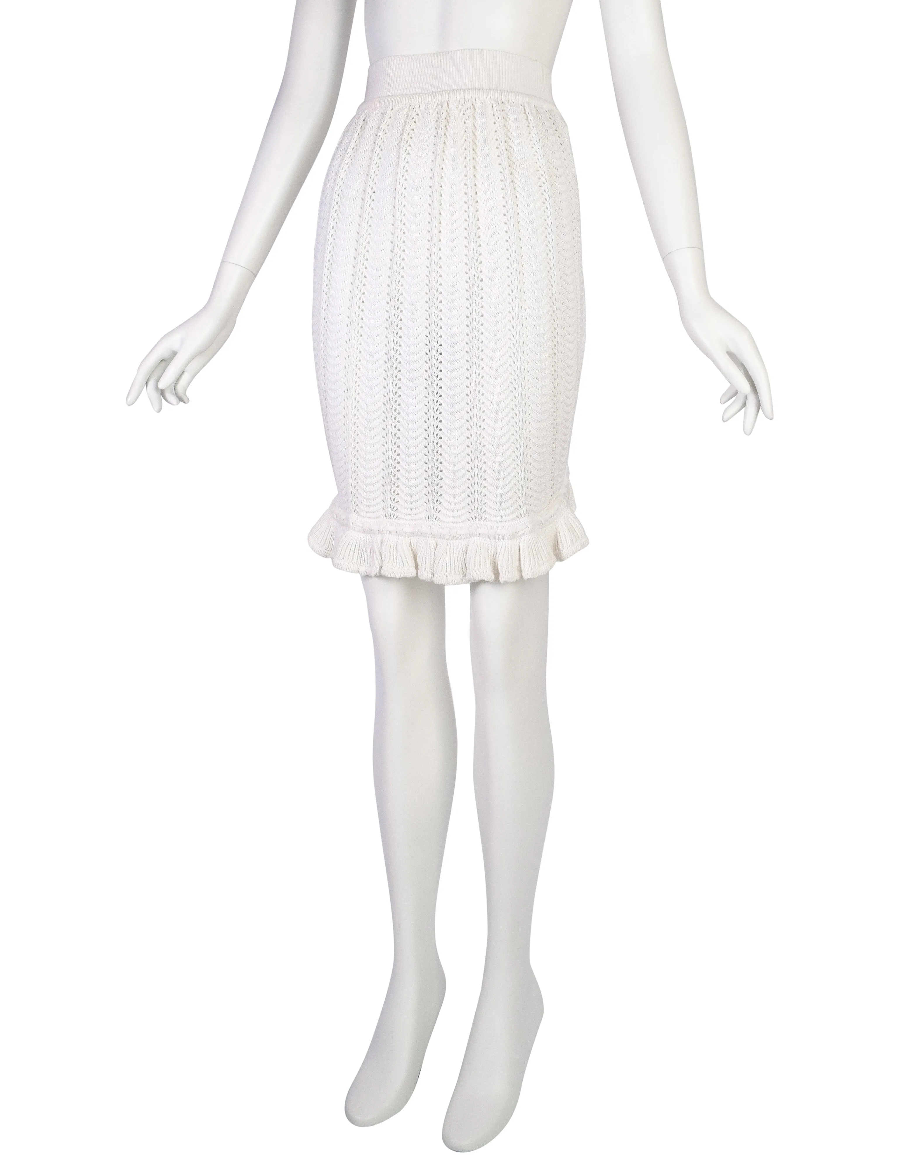 Vivienne Westwood Vintage SS 1995 'Erotic Zones' White Scalloped Knit Bustle Skirt