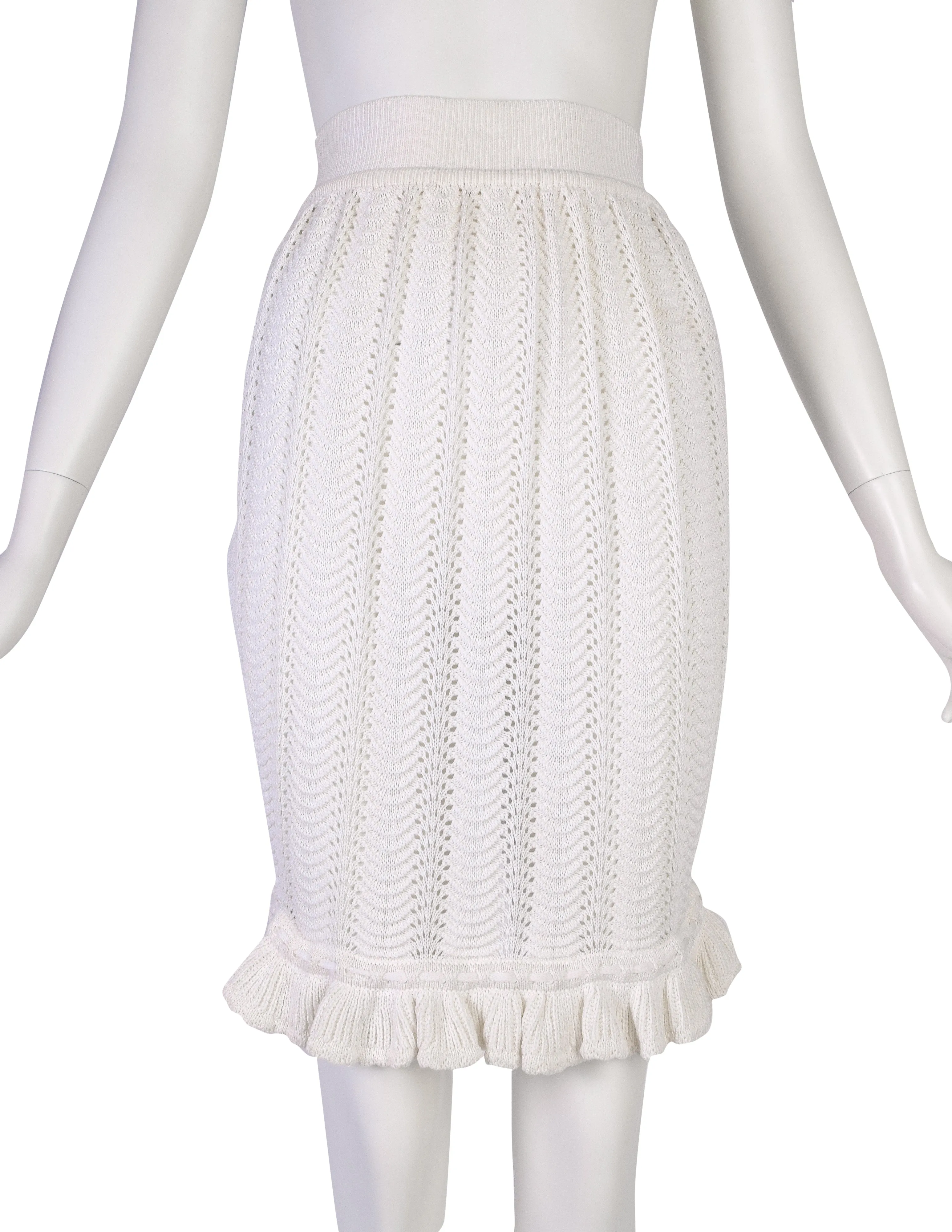 Vivienne Westwood Vintage SS 1995 'Erotic Zones' White Scalloped Knit Bustle Skirt