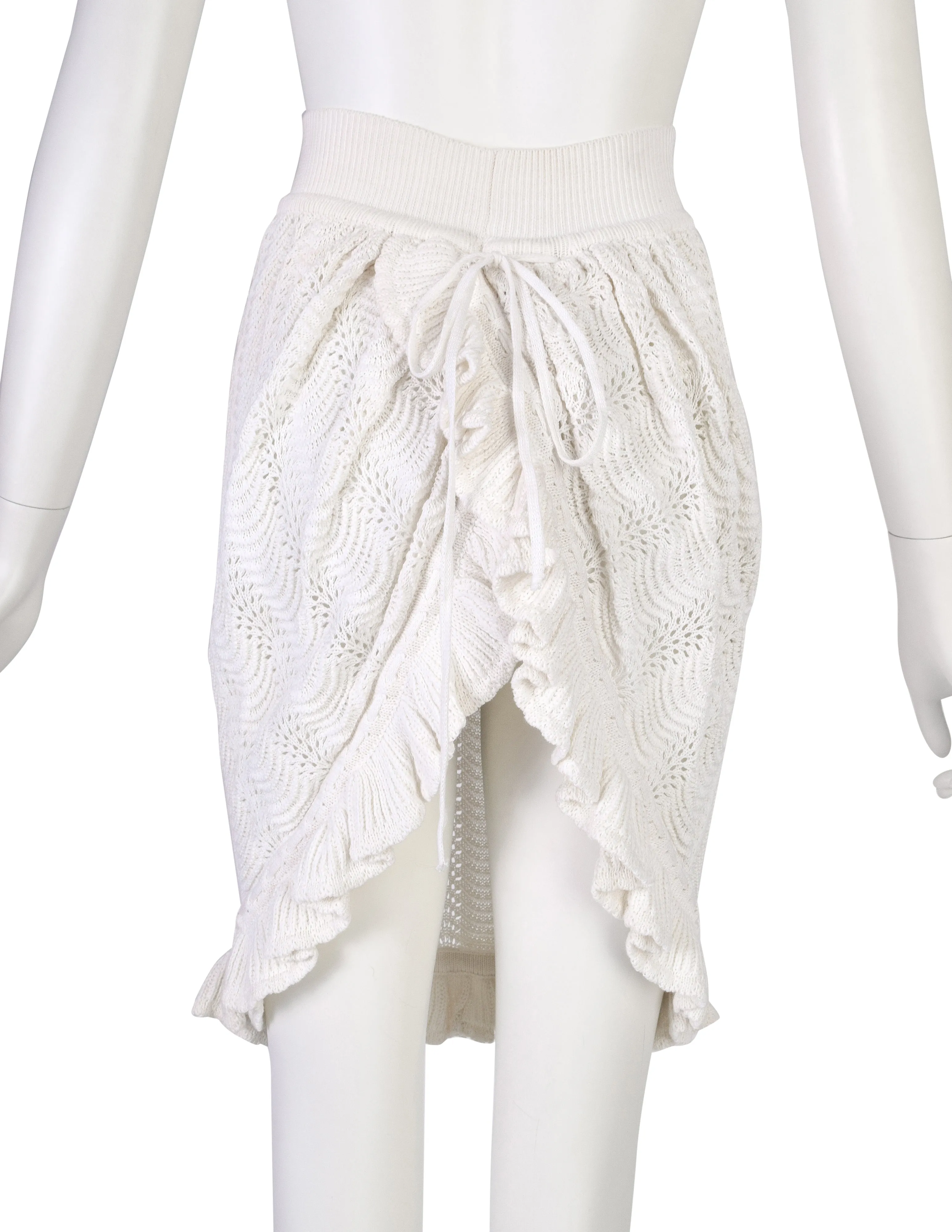 Vivienne Westwood Vintage SS 1995 'Erotic Zones' White Scalloped Knit Bustle Skirt