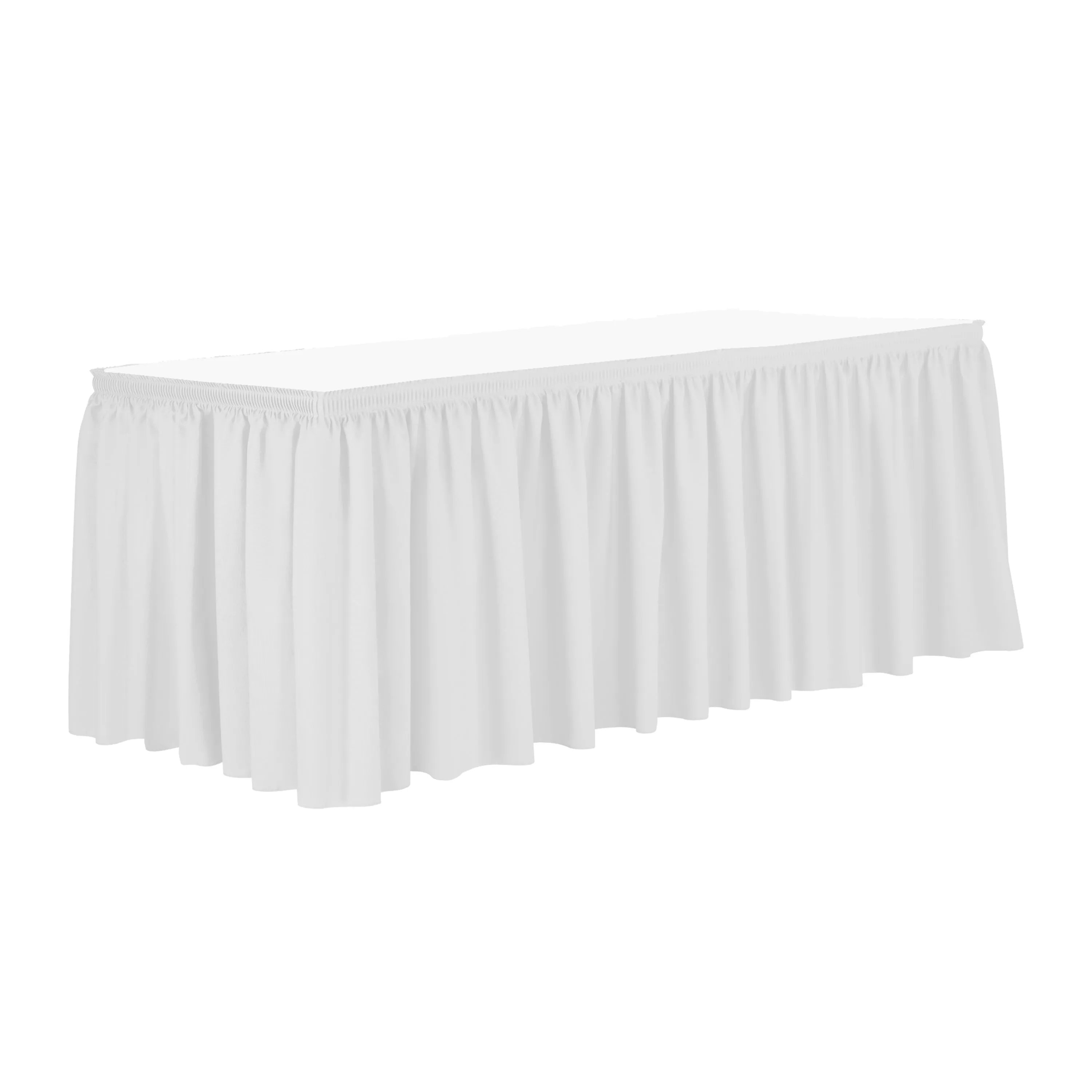 White 17' x 29" Poly Premier Table Skirt Shirred Pleat