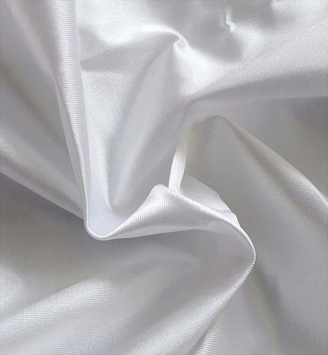 White 60" x 108" Rectangular Poly Knit Satin Table Topper