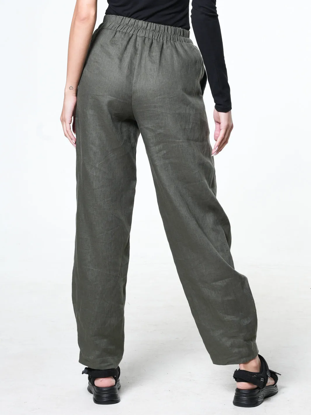 Wide-Leg Linen Pants With Pockets