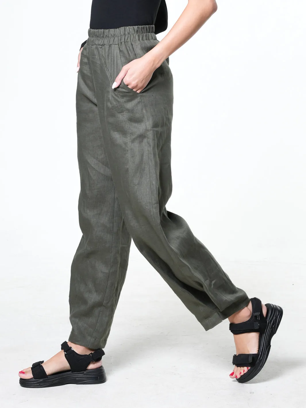 Wide-Leg Linen Pants With Pockets