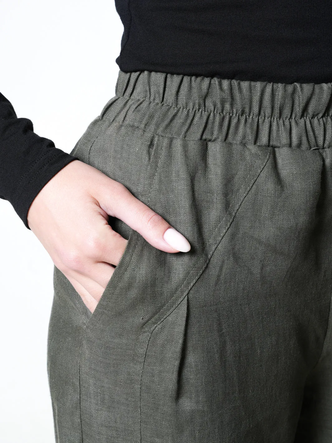 Wide-Leg Linen Pants With Pockets