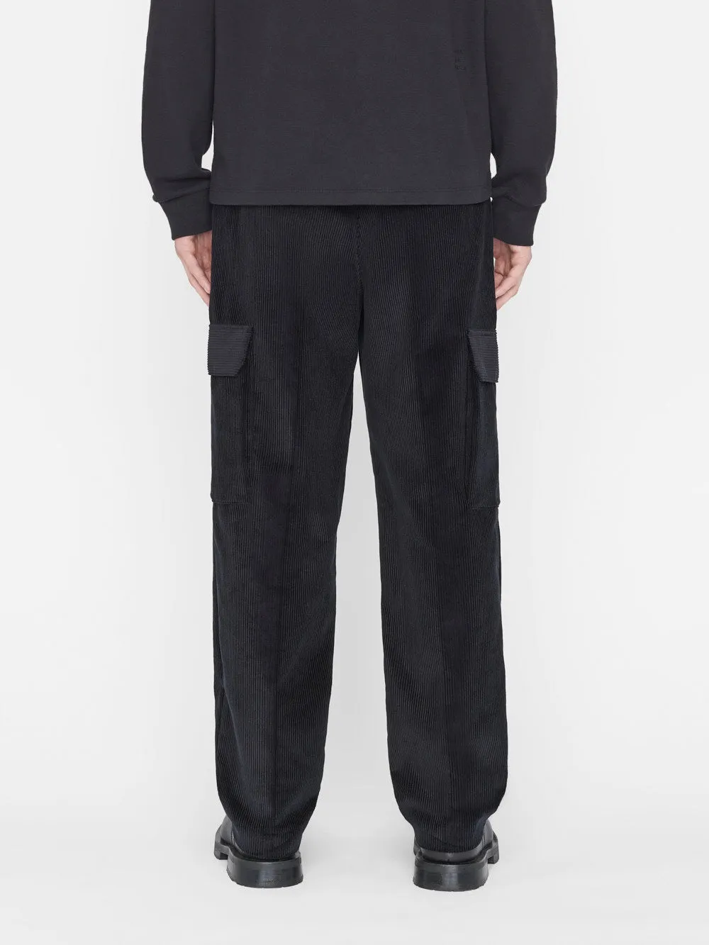 Wide Wale Corduroy Cargo Pants -- Noir