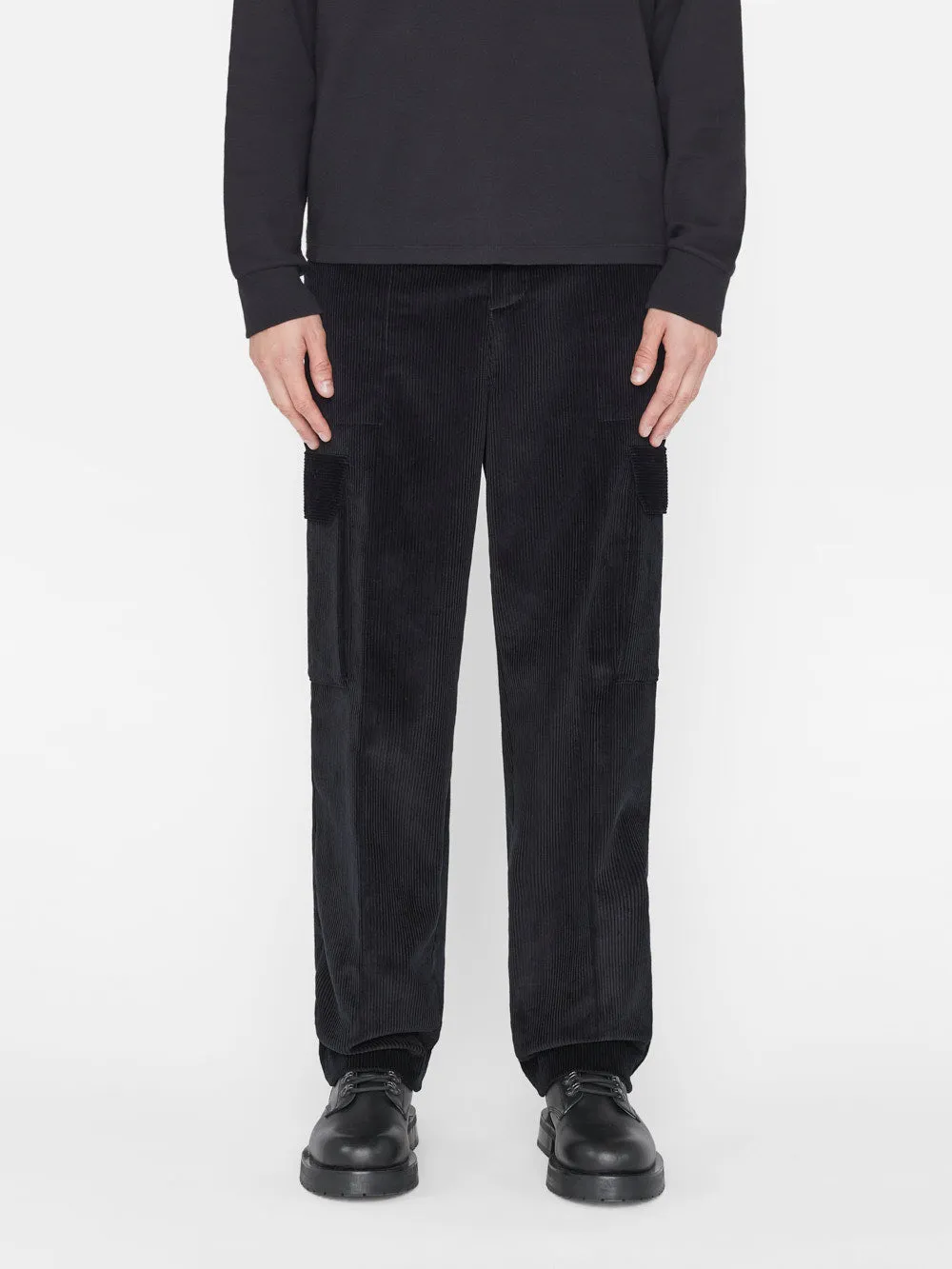 Wide Wale Corduroy Cargo Pants -- Noir