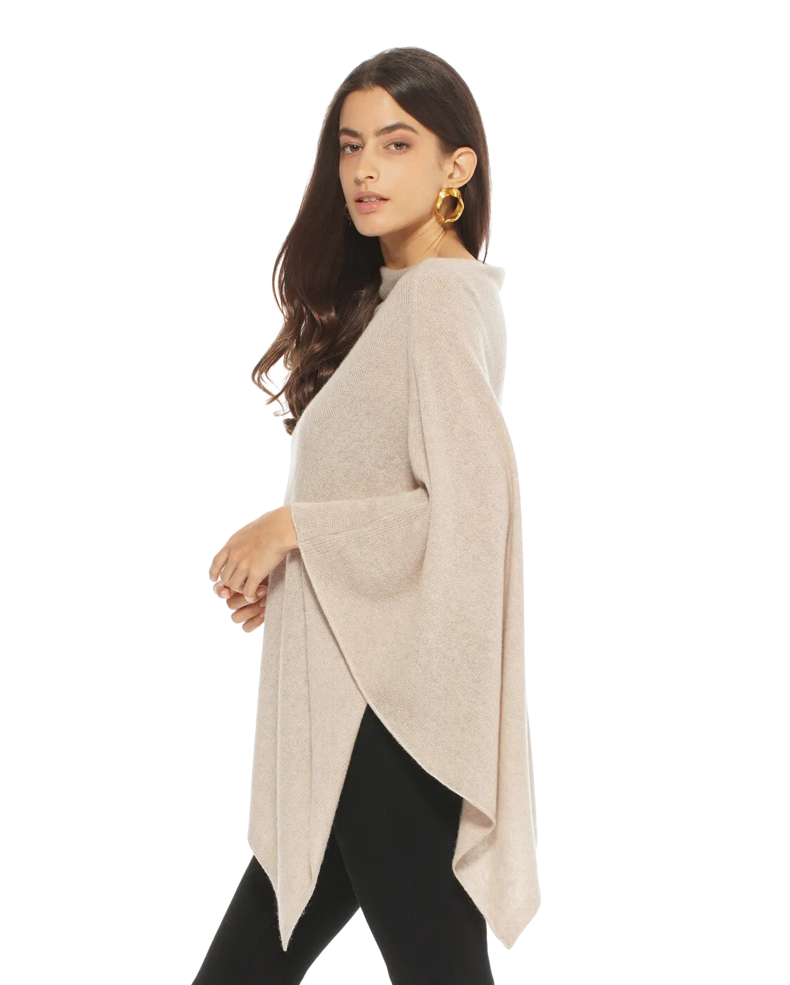 Women's Essential Pure Cashmere Poncho Beige