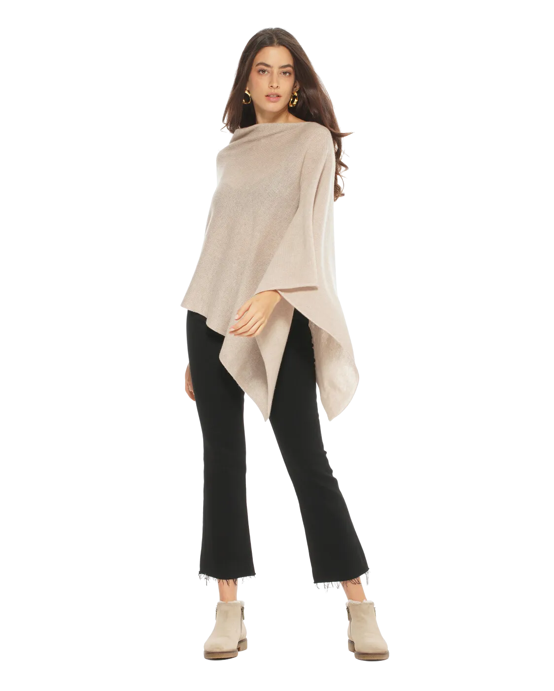 Women's Essential Pure Cashmere Poncho Beige