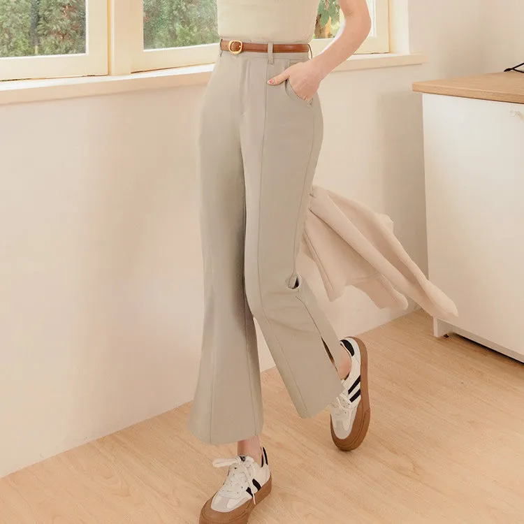 Work Basic Side Slit Flare Wide Leg Long Pants