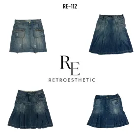 Y2K Plated Midi Denim skirts (RE-112)