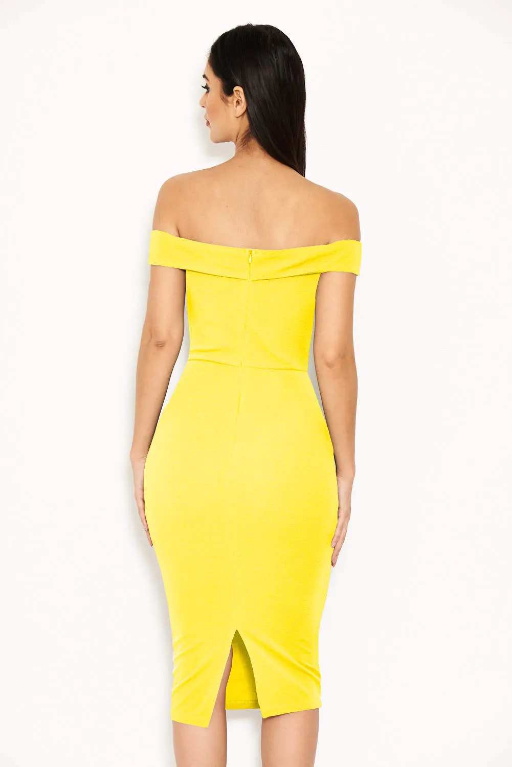 Yellow Bardot Bodycon Dress