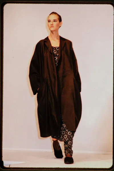 Yohji Yamamoto SS 1984 Brown Green Blue Patterned Cotton Dress with Single Leg