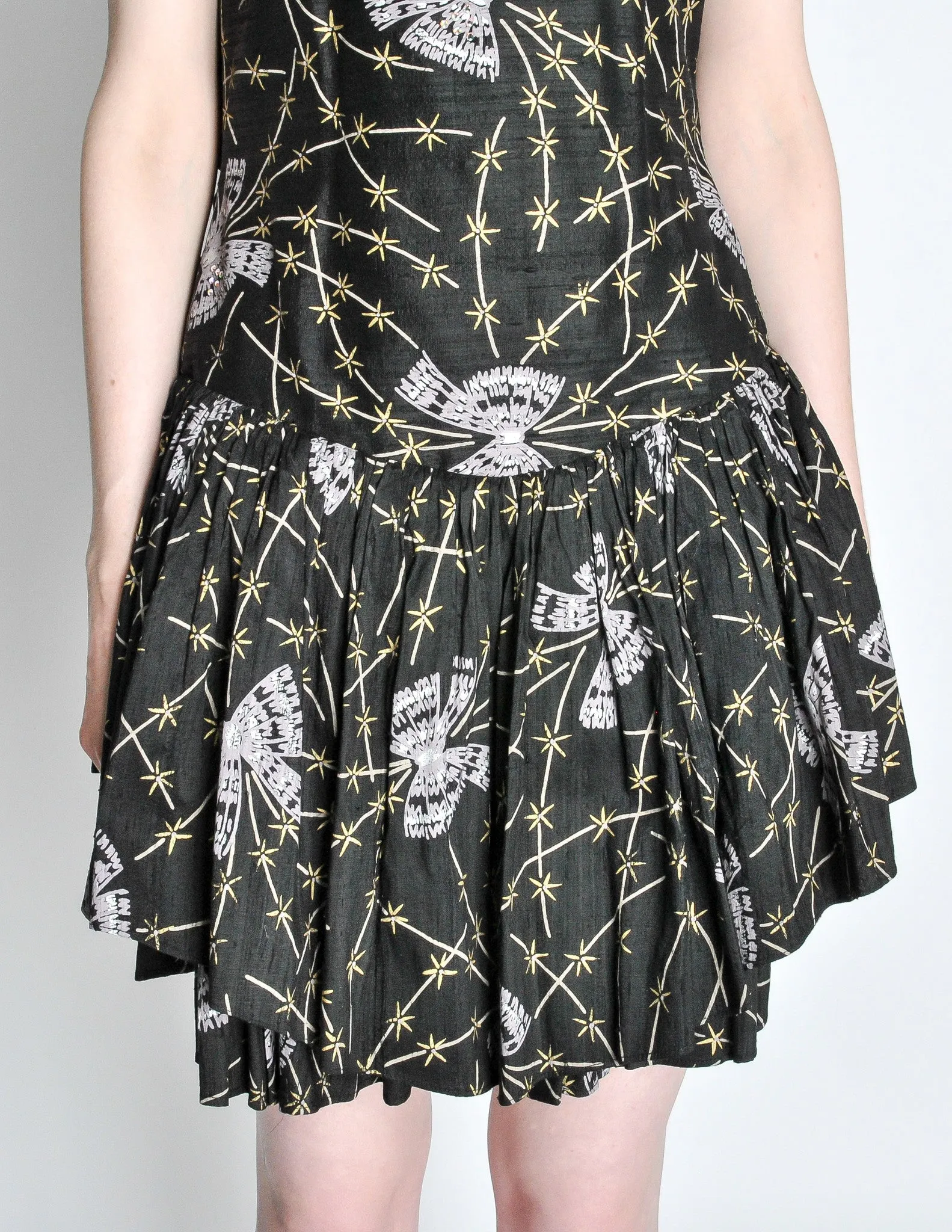 Zandra Rhodes Vintage Butterfly Print Silk Dress