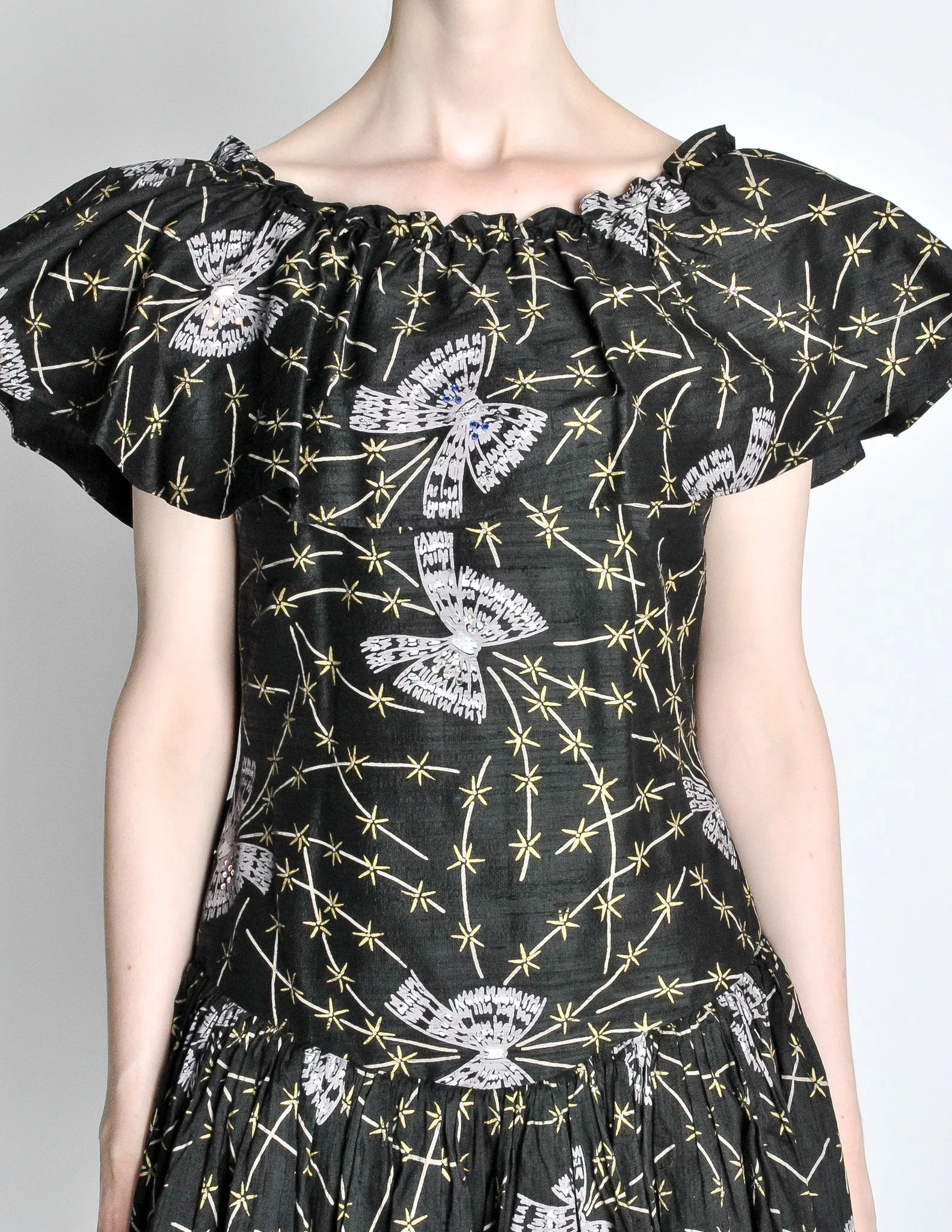 Zandra Rhodes Vintage Butterfly Print Silk Dress